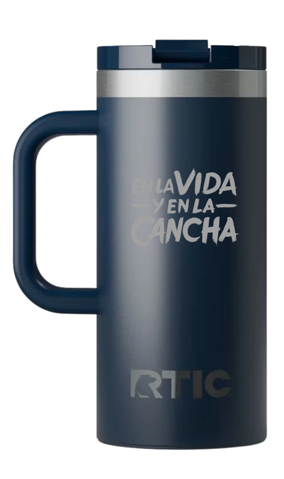 Taza de Viaje Rayados Oficial RTIC 16 oz con Interior Cerámico | En la Vida y en la Cancha