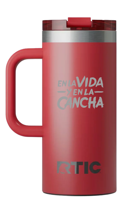 Taza de Viaje Rayados Oficial RTIC 16 oz con Interior Cerámico | En la Vida y en la Cancha