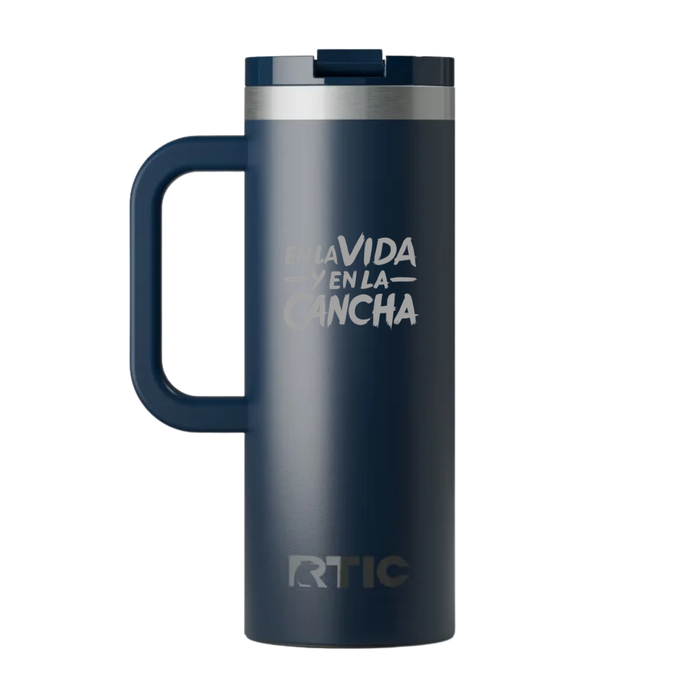 Taza de Viaje Rayados Oficial RTIC 20 oz con Interior Cerámico | En la Vida y en la Cancha